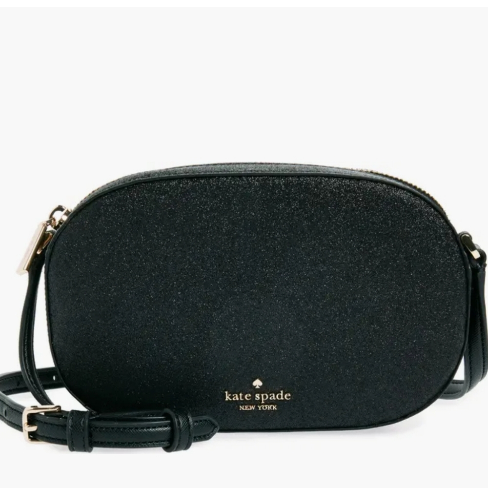 NWT Kate Spade Black Glitter Crossbody Bag